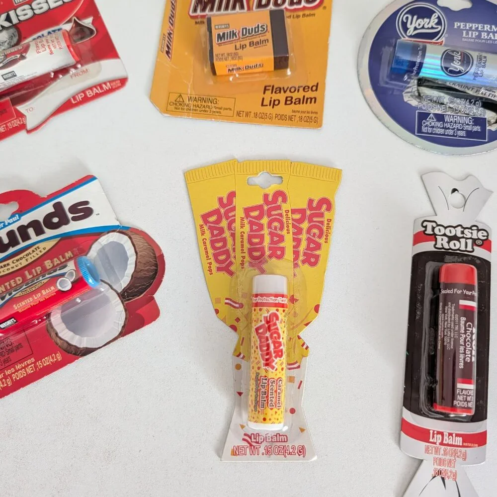 Lotta Luv Lip Balm Lot Sugar Daddy Milk Duds Tootsie Roll Novelty SEALED